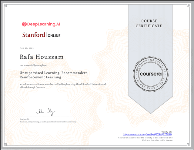 Stanford university (via Coursera) Certification 3