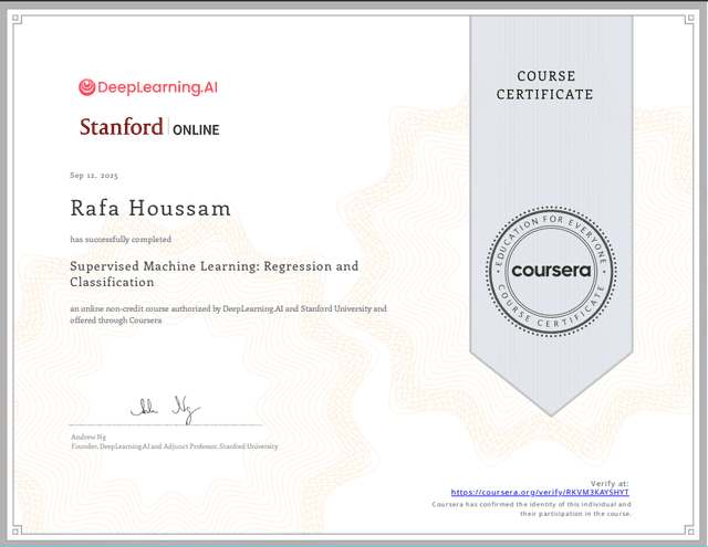 Stanford university (via Coursera) Certification 4